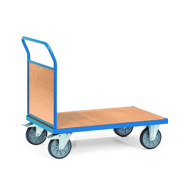 Platformwagen met houten duwbeugel